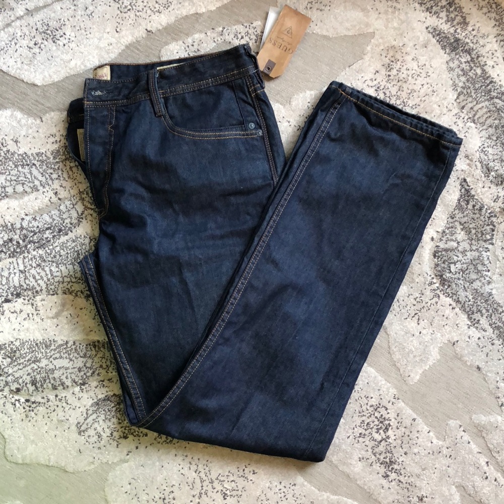 Mens Guess Vermont Slim Tapered Dark Denim Jeans